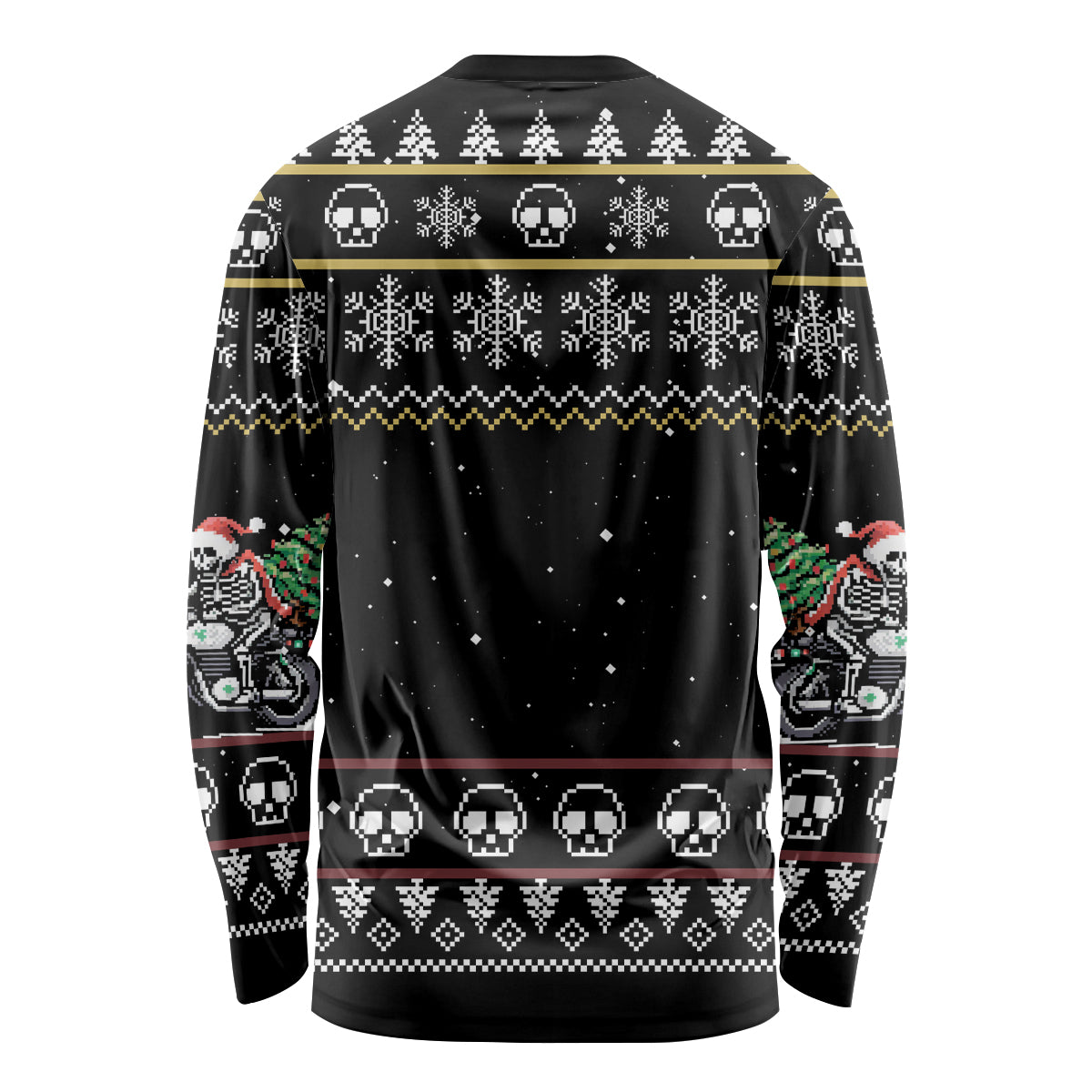 Christmas Skull Long Sleeve Shirt Santa Skull Ride Motorbike - Wonder Print Shop