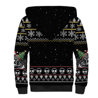 Christmas Skull Sherpa Hoodie Santa Skull Ride Motorbike - Wonder Print Shop