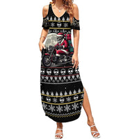 Christmas Skull Summer Maxi Dress Santa Skull Ride Motorbike - Wonder Print Shop
