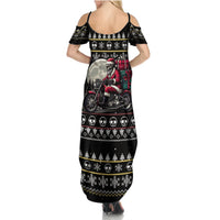 Christmas Skull Summer Maxi Dress Santa Skull Ride Motorbike - Wonder Print Shop