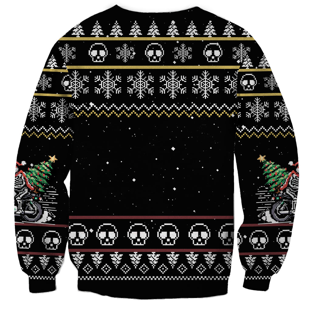 Christmas Skull Sweatshirt Santa Skull Ride Motorbike - Wonder Print Shop