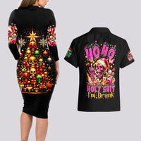 Christmas Skull Couples Matching Long Sleeve Bodycon Dress and Hawaiian Shirt Christmas Tree Skull - Wonder Print Shop