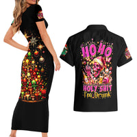 Christmas Skull Couples Matching Short Sleeve Bodycon Dress and Hawaiian Shirt Christmas Tree Skull - Wonder Print Shop