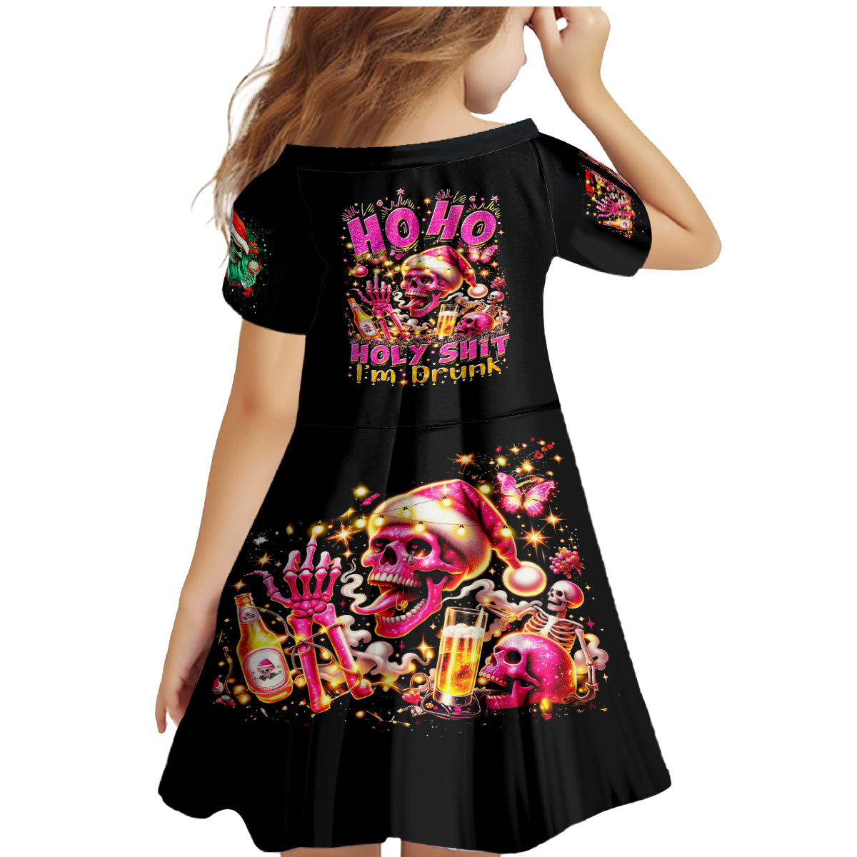 Christmas Skull Family Matching Mermaid Dress and Hawaiian Shirt Christmas Tree Skull - Wonder Print Shop