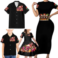 Christmas Skull Family Matching Short Sleeve Bodycon Dress and Hawaiian Shirt Christmas Tree Skull - Wonder Print Shop