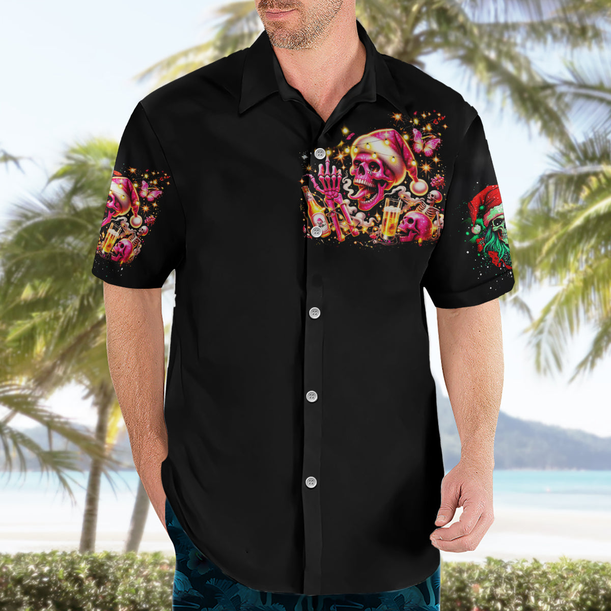 Christmas Skull Hawaiian Shirt Christmas Tree Skull - Wonder Print Shop