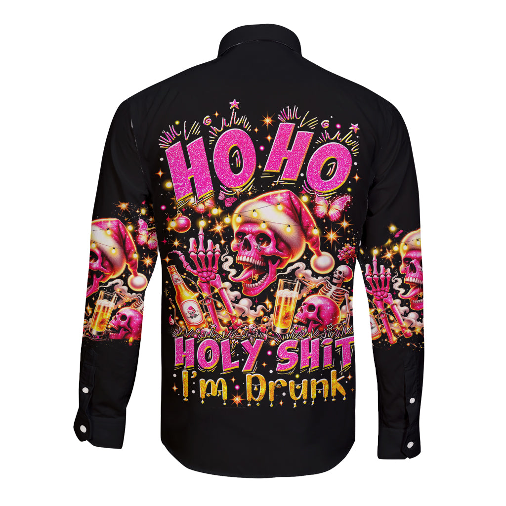 Christmas Skull Long Sleeve Button Shirt Christmas Tree Skull - Wonder Print Shop