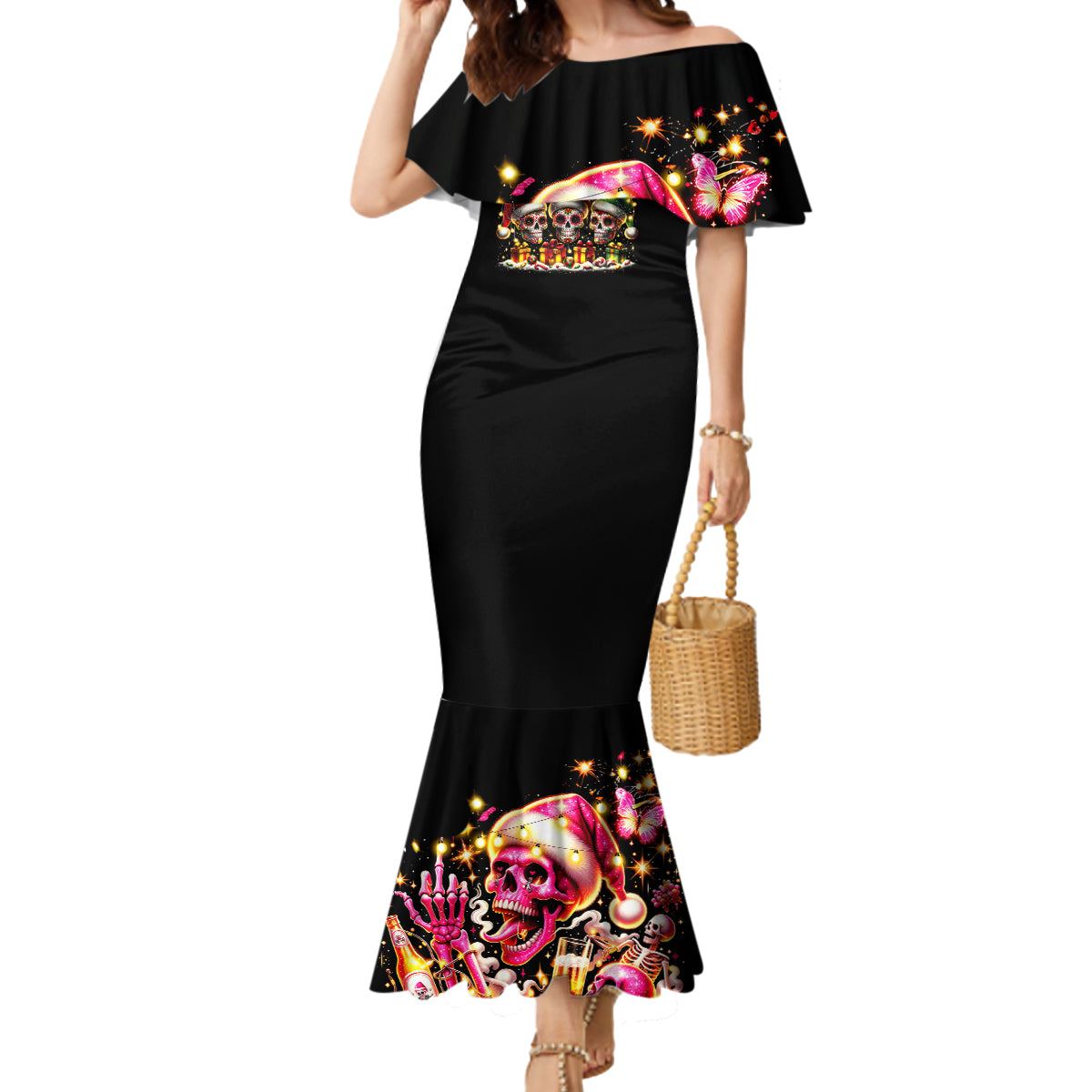 Christmas Skull Mermaid Dress Christmas Tree Skull - Wonder Print Shop