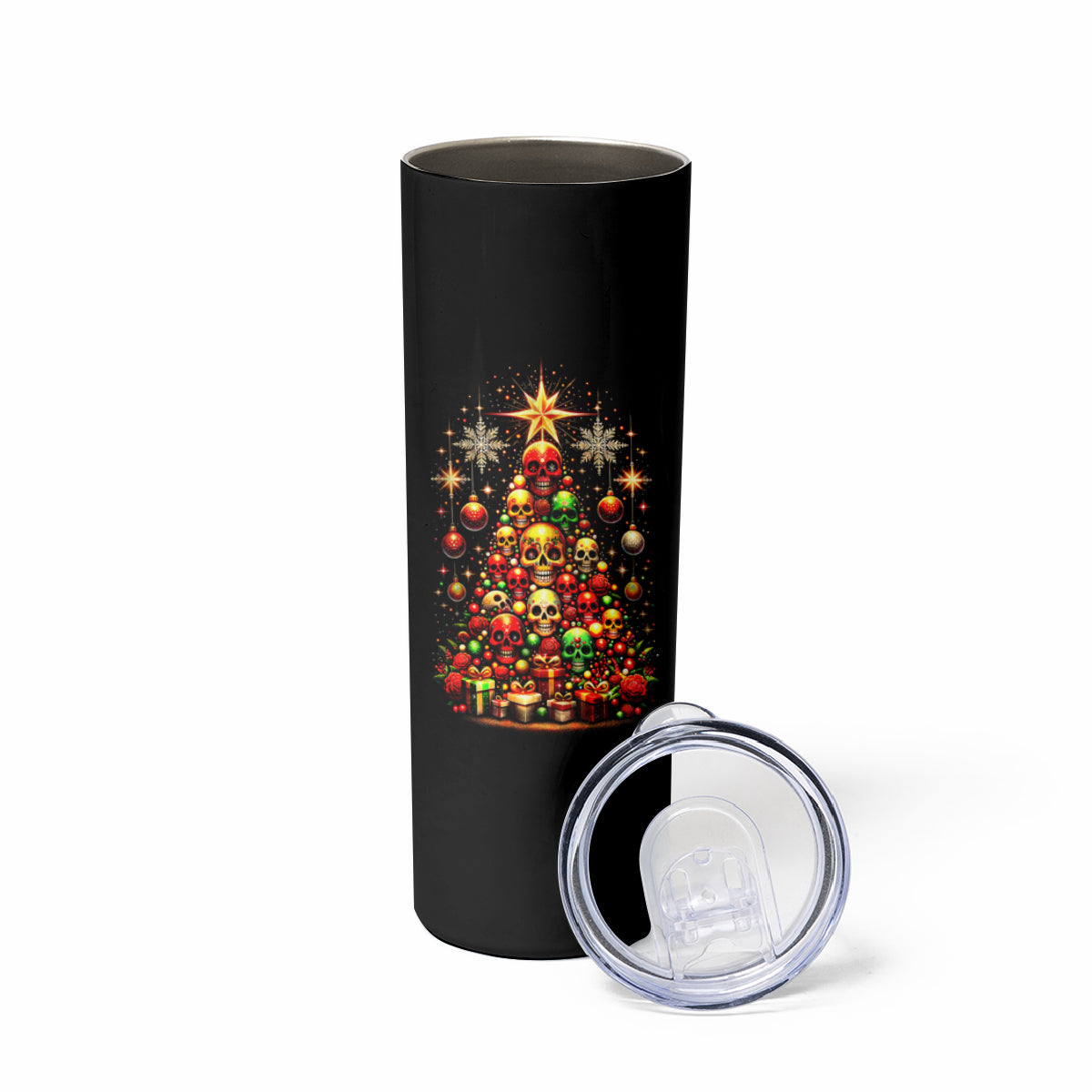 Christmas Skull Skinny Tumbler Christmas Tree Skull - Wonder Print Shop