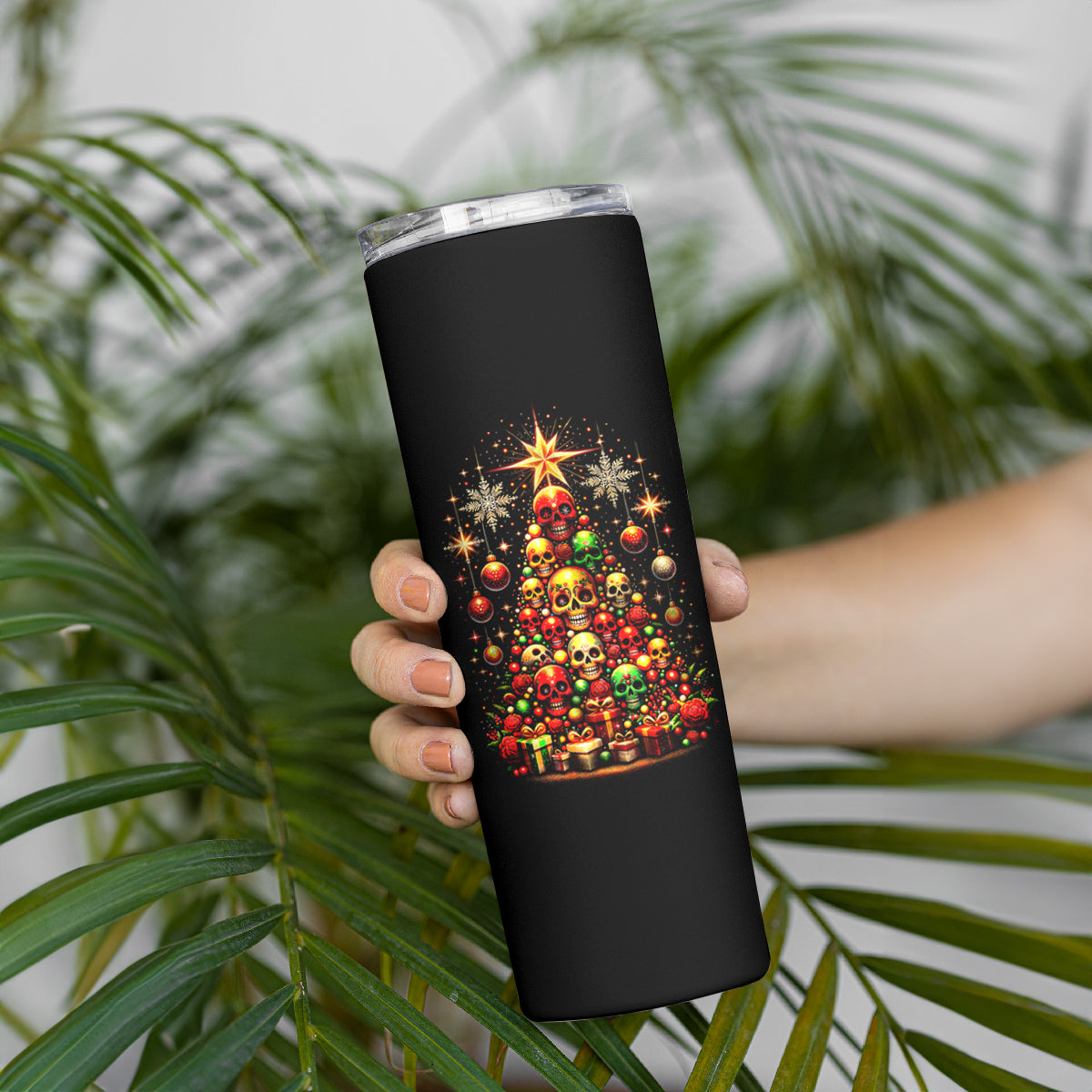 Christmas Skull Skinny Tumbler Christmas Tree Skull - Wonder Print Shop