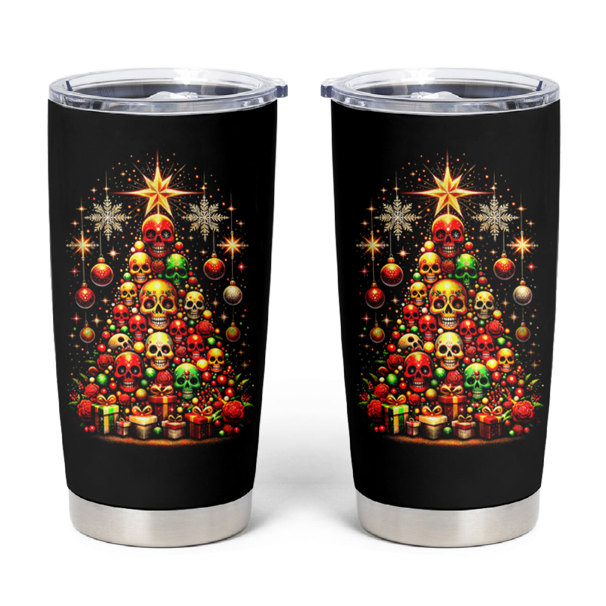 Christmas Skull Tumbler Cup Christmas Tree Skull - Wonder Print Shop