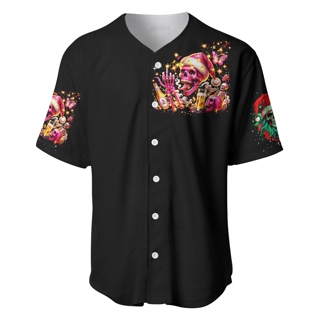 Christmas Skull Baseball Jersey Ho Ho Holy Shit I'm Drink - Wonder Print Shop