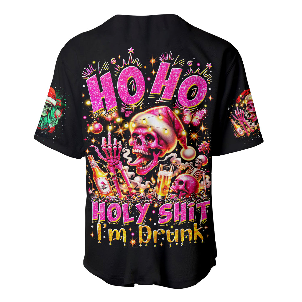 Christmas Skull Baseball Jersey Ho Ho Holy Shit I'm Drink - Wonder Print Shop