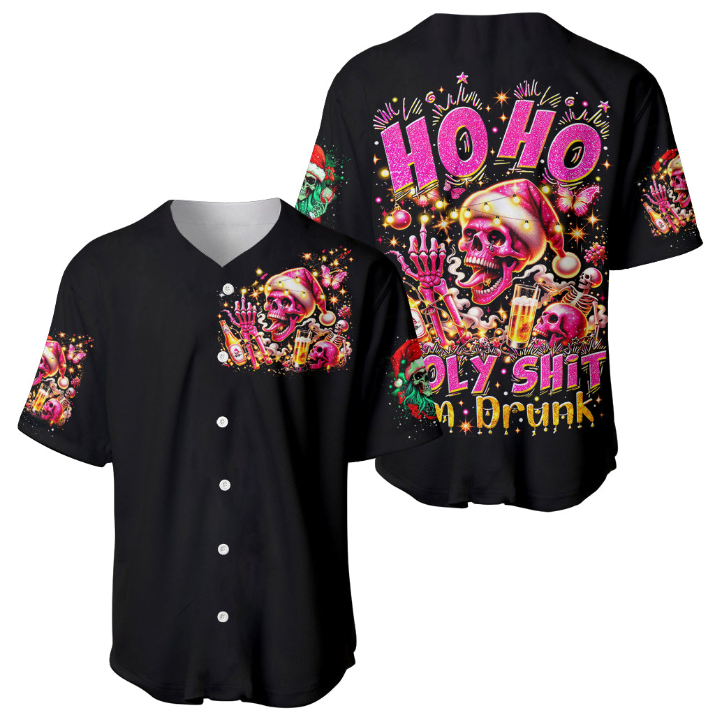 Christmas Skull Baseball Jersey Ho Ho Holy Shit I'm Drink - Wonder Print Shop