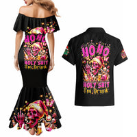 Christmas Skull Couples Matching Mermaid Dress and Hawaiian Shirt Ho Ho Holy Shit I'm Drink - Wonder Print Shop