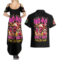 Christmas Skull Couples Matching Summer Maxi Dress and Hawaiian Shirt Ho Ho Holy Shit I'm Drink - Wonder Print Shop