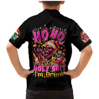 Christmas Skull Family Matching Mermaid Dress and Hawaiian Shirt Ho Ho Holy Shit I'm Drink - Wonder Print Shop