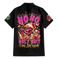 Christmas Skull Family Matching Mermaid Dress and Hawaiian Shirt Ho Ho Holy Shit I'm Drink - Wonder Print Shop