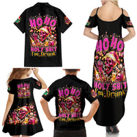 Christmas Skull Family Matching Summer Maxi Dress and Hawaiian Shirt Ho Ho Holy Shit I'm Drink - Wonder Print Shop