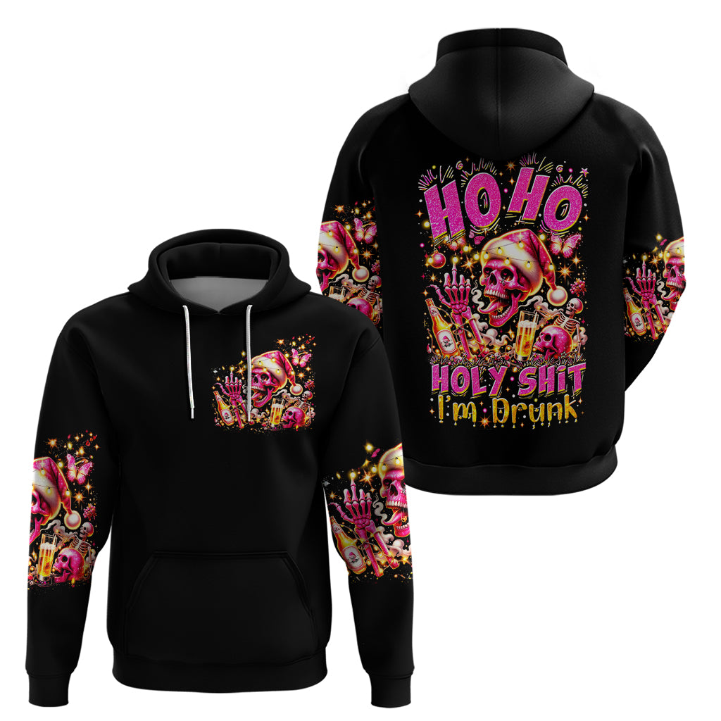 Christmas Skull Hoodie Ho Ho Holy Shit I'm Drink - Wonder Print Shop