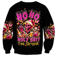 Christmas Skull Sweatshirt Ho Ho Holy Shit I'm Drink - Wonder Print Shop