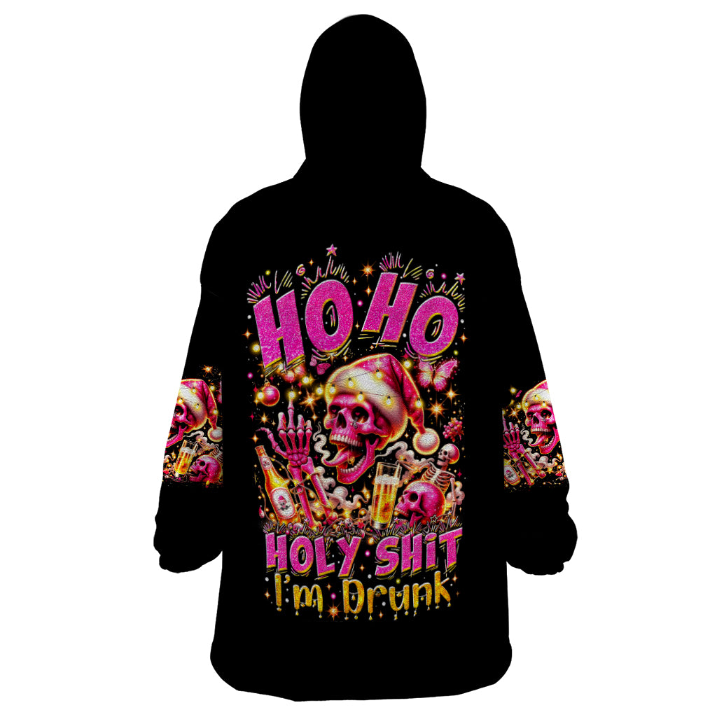 Christmas Skull Wearable Blanket Hoodie Ho Ho Holy Shit I'm Drink - Wonder Print Shop