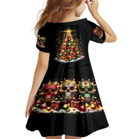 Christmas Sugar Skull Family Matching Long Sleeve Bodycon Dress and Hawaiian Shirt Christmas Tree Sugar Skull - Wonder Print Shop