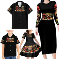Christmas Sugar Skull Family Matching Long Sleeve Bodycon Dress and Hawaiian Shirt Christmas Tree Sugar Skull - Wonder Print Shop