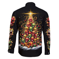 Christmas Sugar Skull Family Matching Long Sleeve Bodycon Dress and Hawaiian Shirt Christmas Tree Sugar Skull - Wonder Print Shop