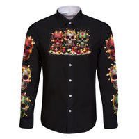 Christmas Sugar Skull Family Matching Off Shoulder Long Sleeve Dress and Hawaiian Shirt Christmas Tree Sugar Skull - Wonder Print Shop