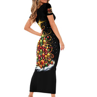 Christmas Sugar Skull Family Matching Short Sleeve Bodycon Dress and Hawaiian Shirt Christmas Tree Sugar Skull - Wonder Print Shop
