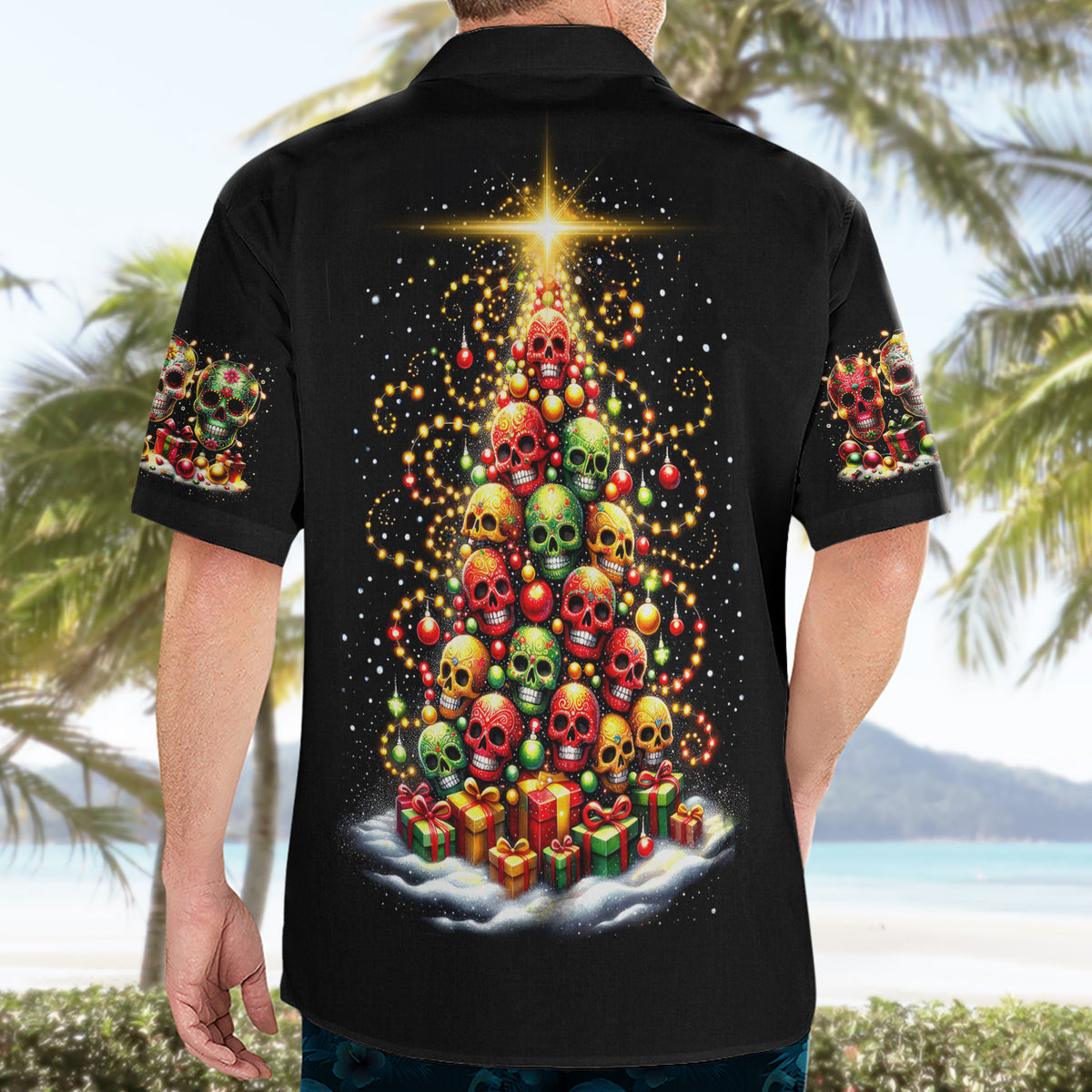 Christmas Sugar Skull Hawaiian Shirt Christmas Tree Sugar Skull - Wonder Print Shop