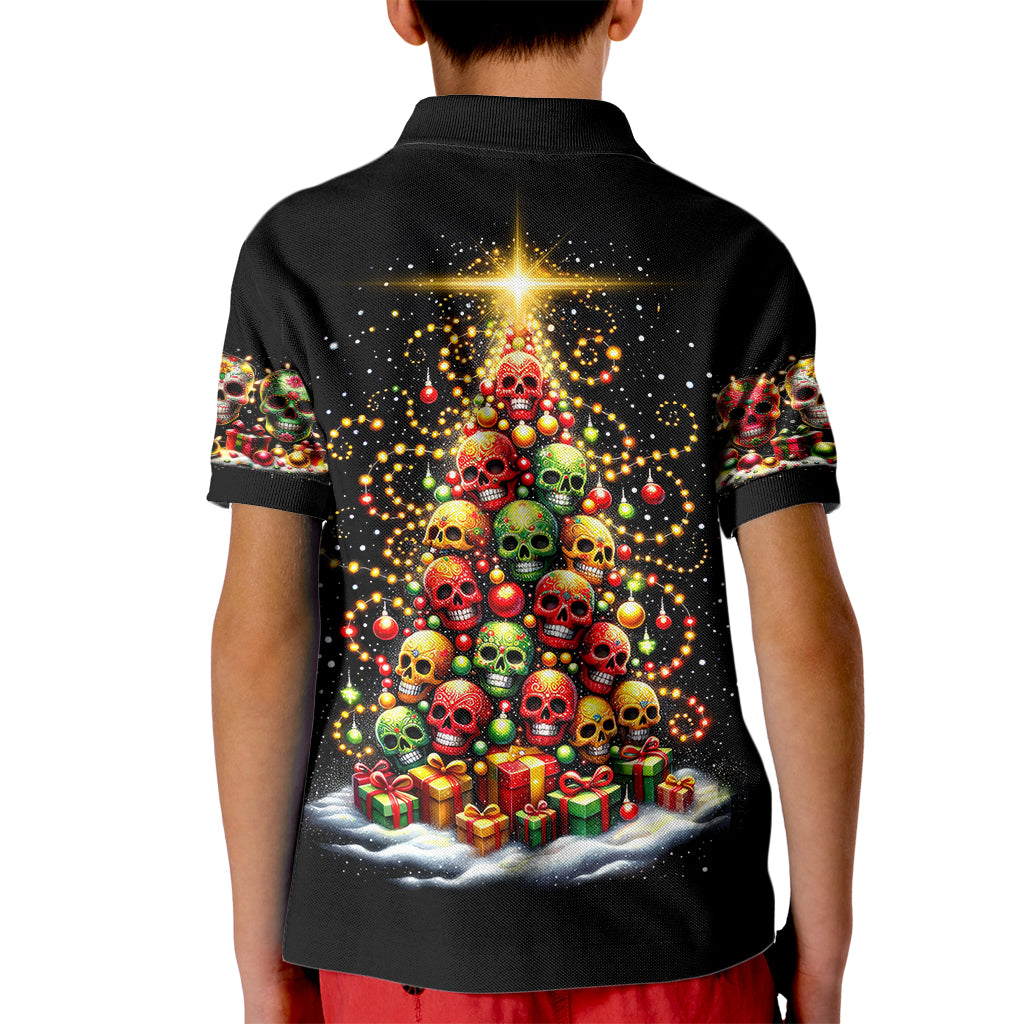 Christmas Sugar Skull Kid Polo Shirt Christmas Tree Sugar Skull - Wonder Print Shop