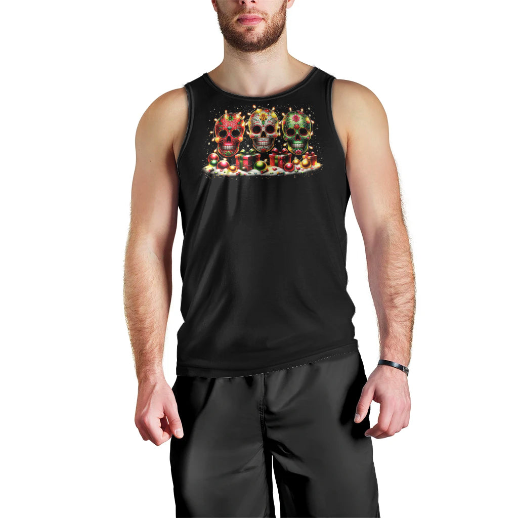 Christmas Sugar Skull Men Tank Top Christmas Tree Sugar Skull - Wonder Print Shop