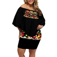 Christmas Sugar Skull Off Shoulder Short Dress Christmas Tree Sugar Skull - Wonder Print Shop