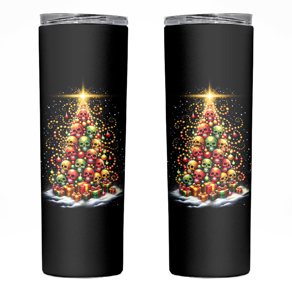 Christmas Sugar Skull Skinny Tumbler Christmas Tree Sugar Skull - Wonder Print Shop