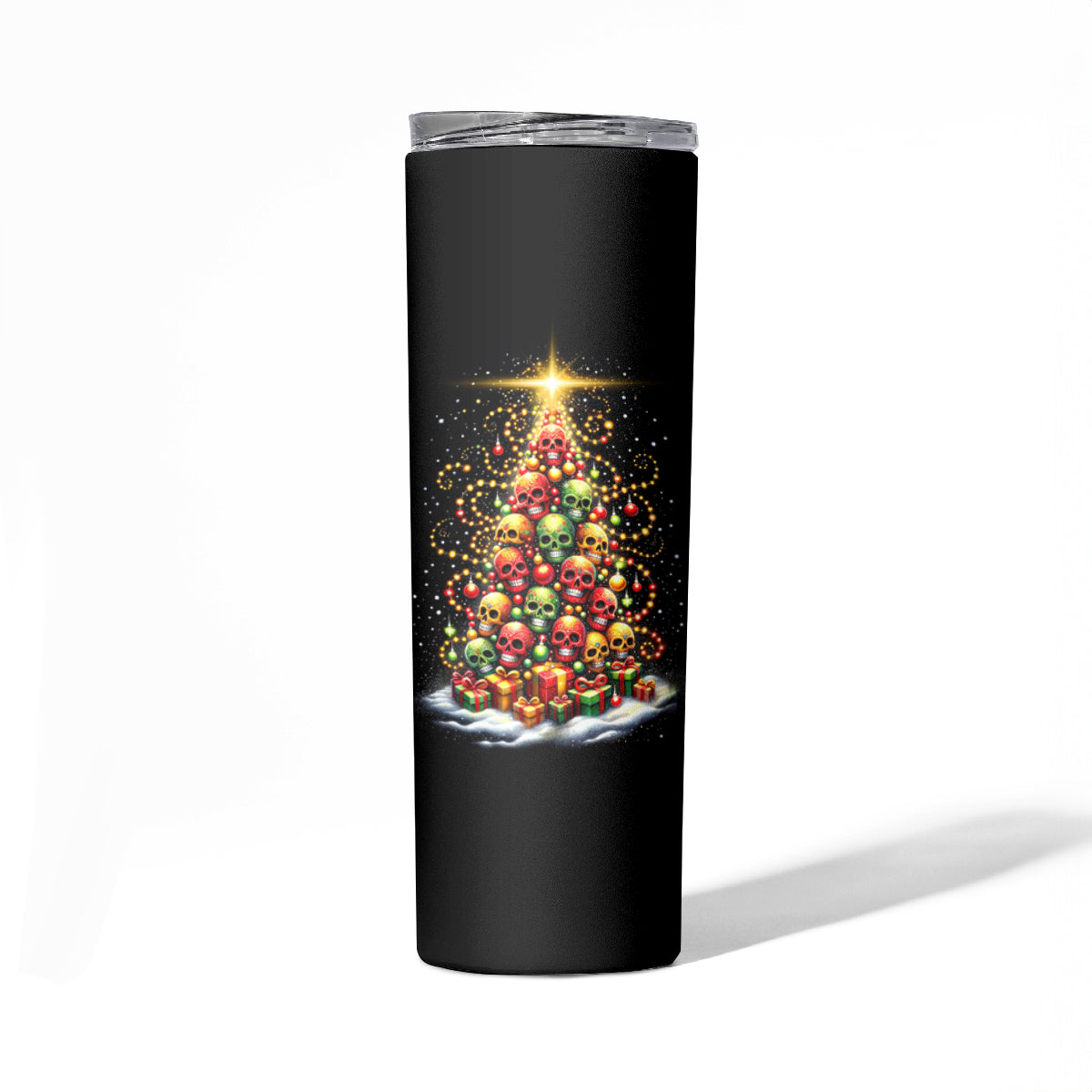 Christmas Sugar Skull Skinny Tumbler Christmas Tree Sugar Skull - Wonder Print Shop
