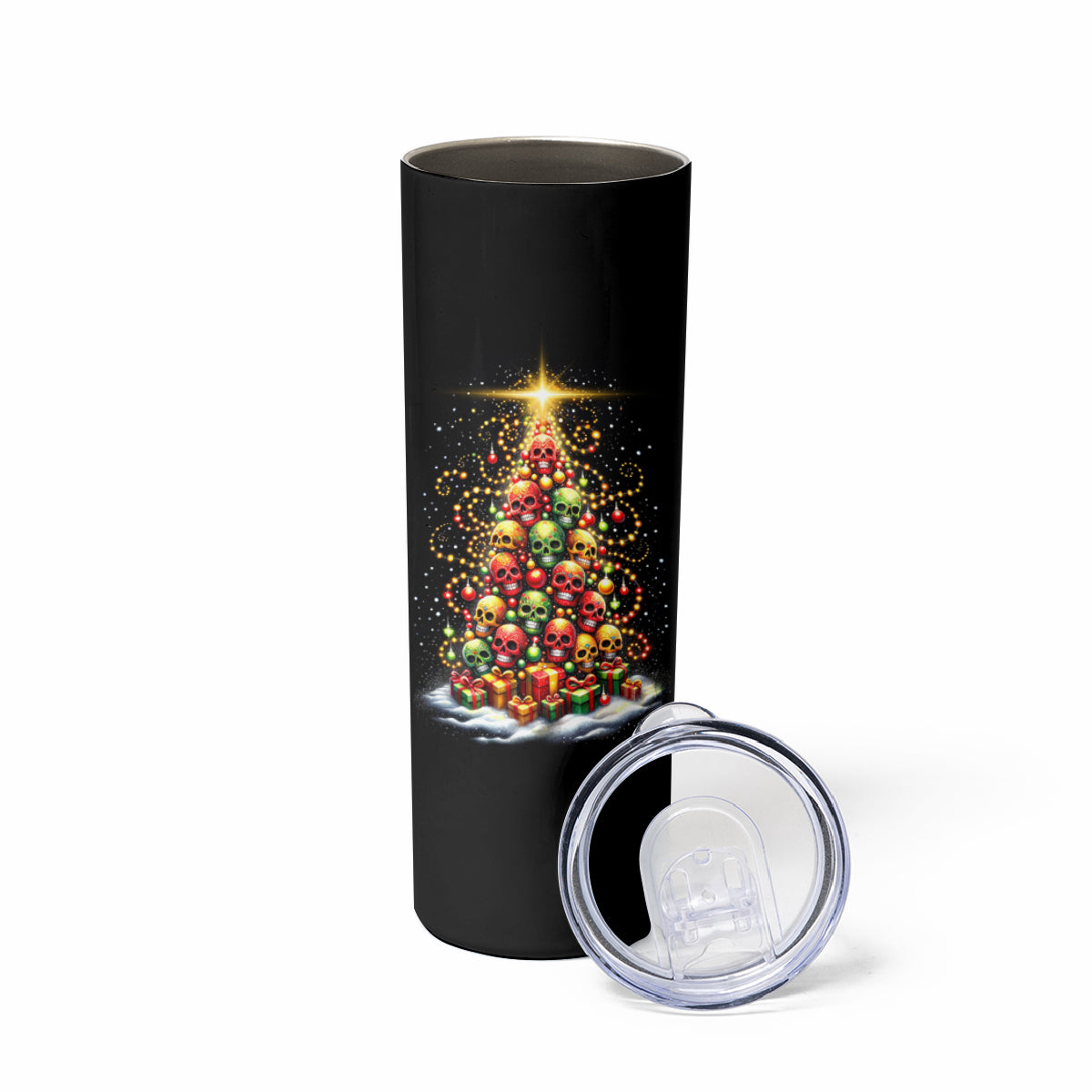 Christmas Sugar Skull Skinny Tumbler Christmas Tree Sugar Skull - Wonder Print Shop