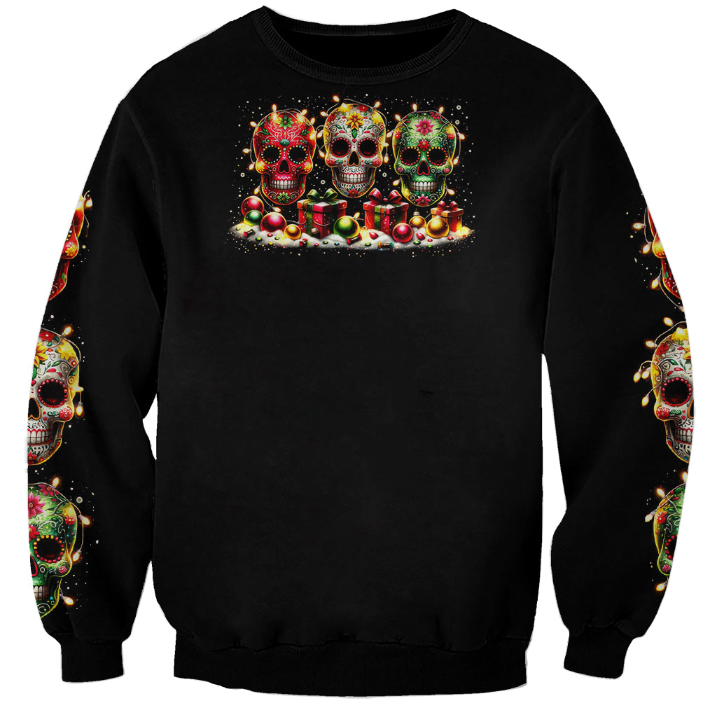 Christmas Sugar Skull Sweatshirt Christmas Tree Sugar Skull - Wonder Print Shop
