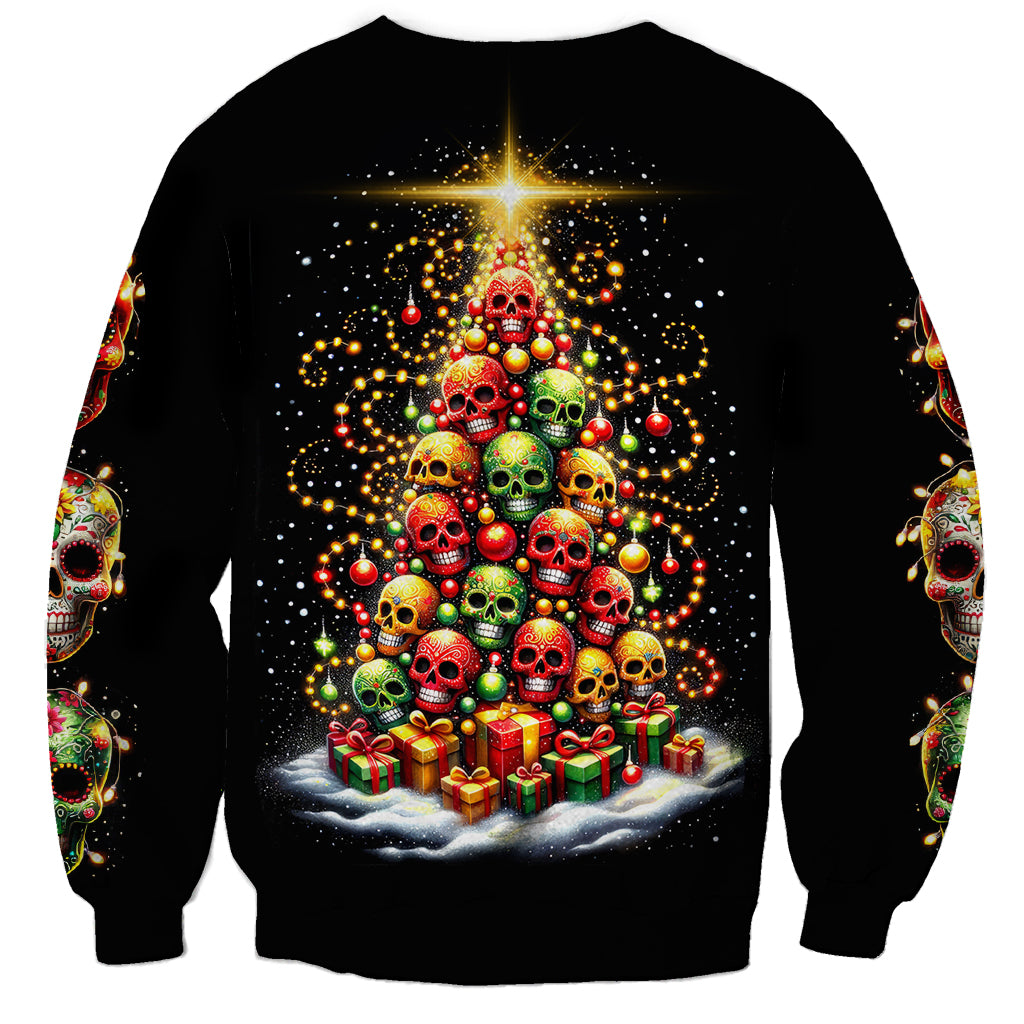 Christmas Sugar Skull Sweatshirt Christmas Tree Sugar Skull - Wonder Print Shop