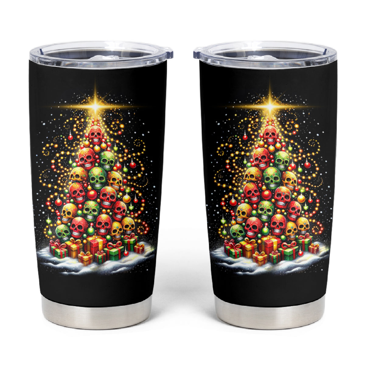 Christmas Sugar Skull Tumbler Cup Christmas Tree Sugar Skull - Wonder Print Shop