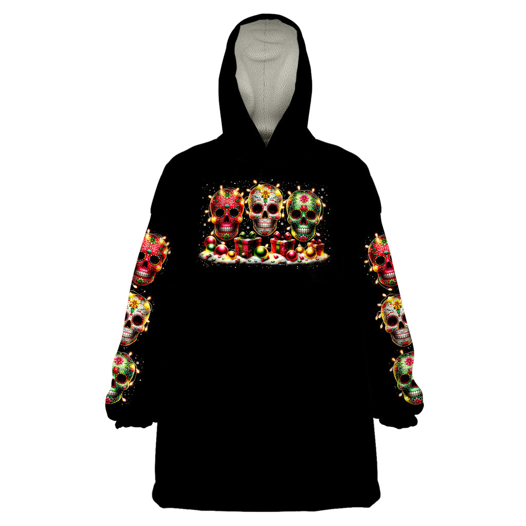 Christmas Sugar Skull Wearable Blanket Hoodie Christmas Tree Sugar Skull - Wonder Print Shop