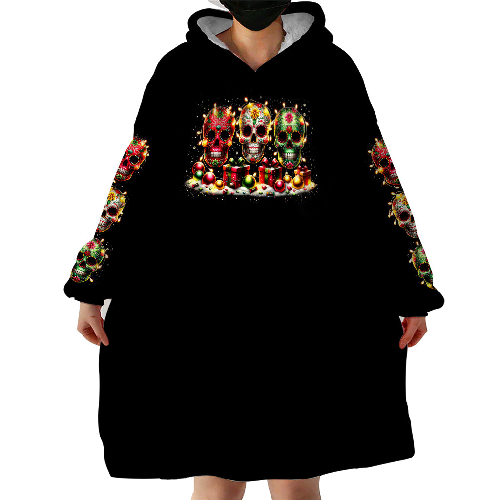 Christmas Sugar Skull Wearable Blanket Hoodie Christmas Tree Sugar Skull - Wonder Print Shop