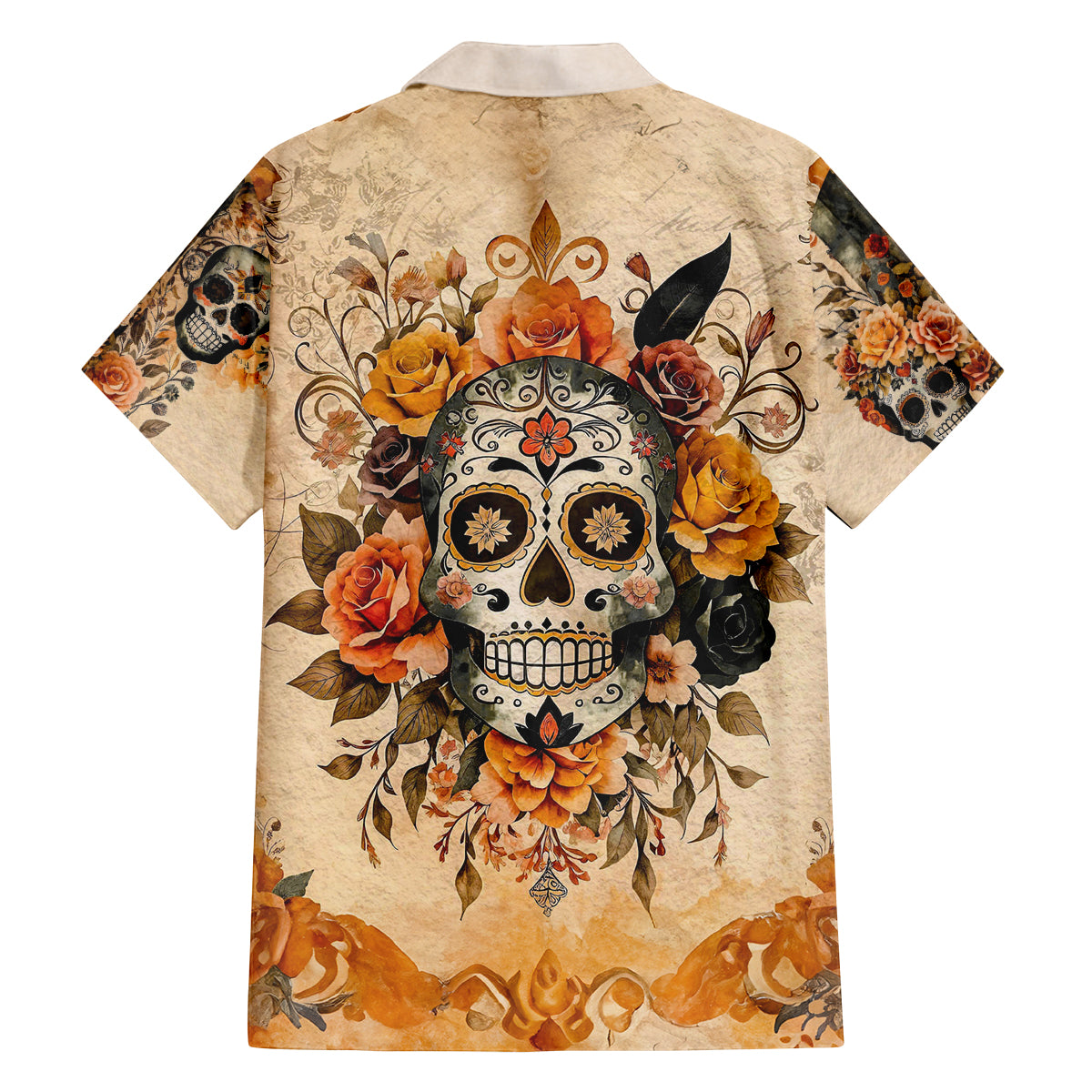 Sugar Skull Family Matching Long Sleeve Bodycon Dress and Hawaiian Shirt Rose Sugar Skull Vintage - Wonder Print Shop