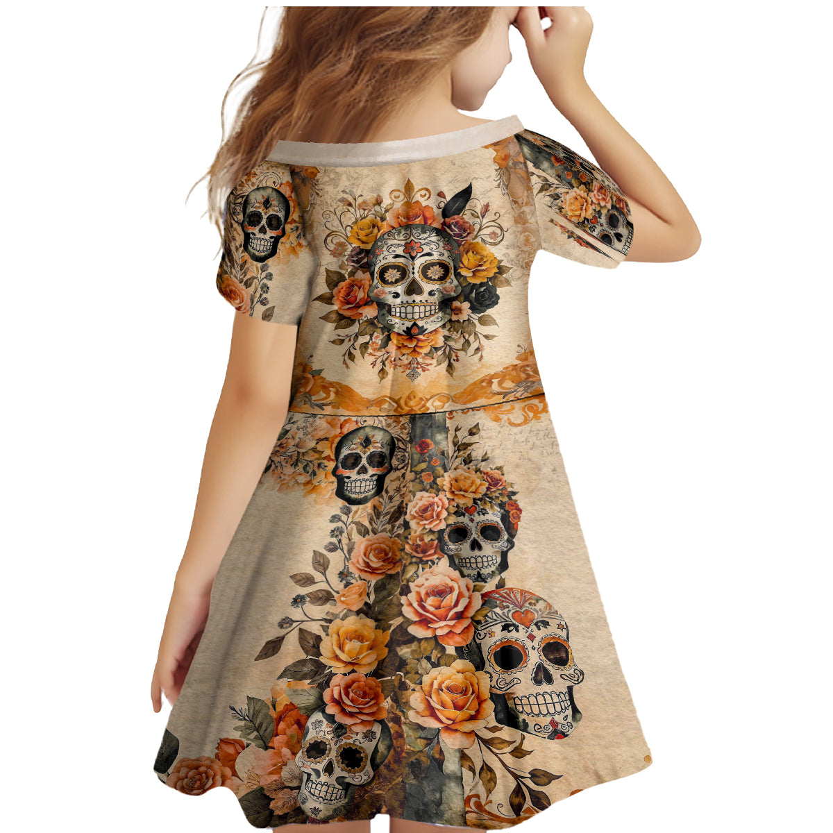 Sugar Skull Family Matching Mermaid Dress and Hawaiian Shirt Rose Sugar Skull Vintage - Wonder Print Shop