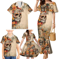 Sugar Skull Family Matching Mermaid Dress and Hawaiian Shirt Rose Sugar Skull Vintage - Wonder Print Shop