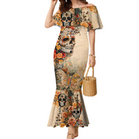 Sugar Skull Family Matching Mermaid Dress and Hawaiian Shirt Rose Sugar Skull Vintage - Wonder Print Shop