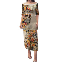 Sugar Skull Family Matching Puletasi Dress and Hawaiian Shirt Rose Sugar Skull Vintage - Wonder Print Shop