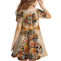 Sugar Skull Family Matching Short Sleeve Bodycon Dress and Hawaiian Shirt Rose Sugar Skull Vintage - Wonder Print Shop