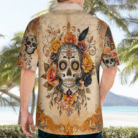 Sugar Skull Hawaiian Shirt Rose Sugar Skull Vintage - Wonder Print Shop